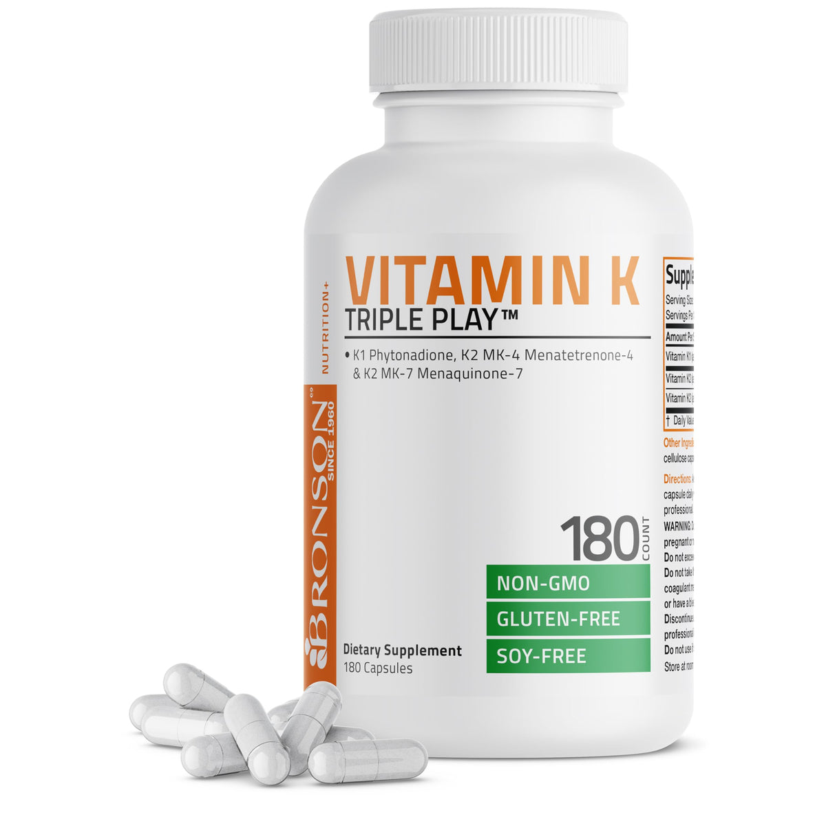 Bronson Vitamine K Triple Play 180 capsules vue avant