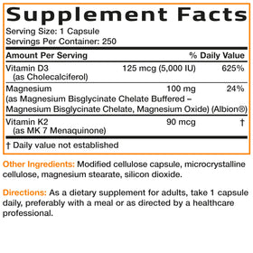 Bronson Vitamine K2 + D3 250 capsules ouvertes avec quelques capsules