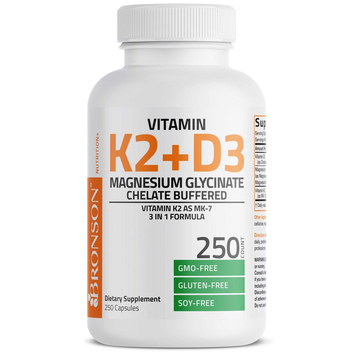 Bronson Vitamine K2 + D3 250 capsules produit avant