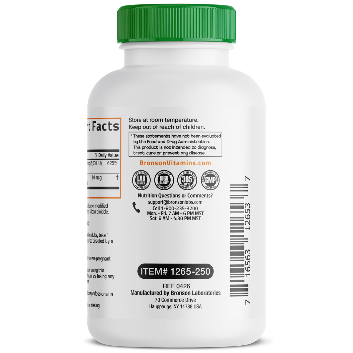 Bronson Vitamine K2 + D3 Végane 250 Capsules, sur fond neutre