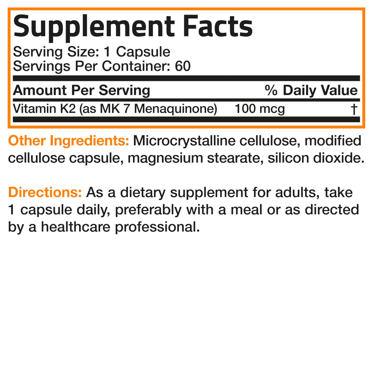 Bronson Vitamine K2 MK-7 100 mcg à côté d'autres vitamines