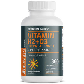 Bronson Vitamine K2 MK-7 + D3 comprimés en gros plan