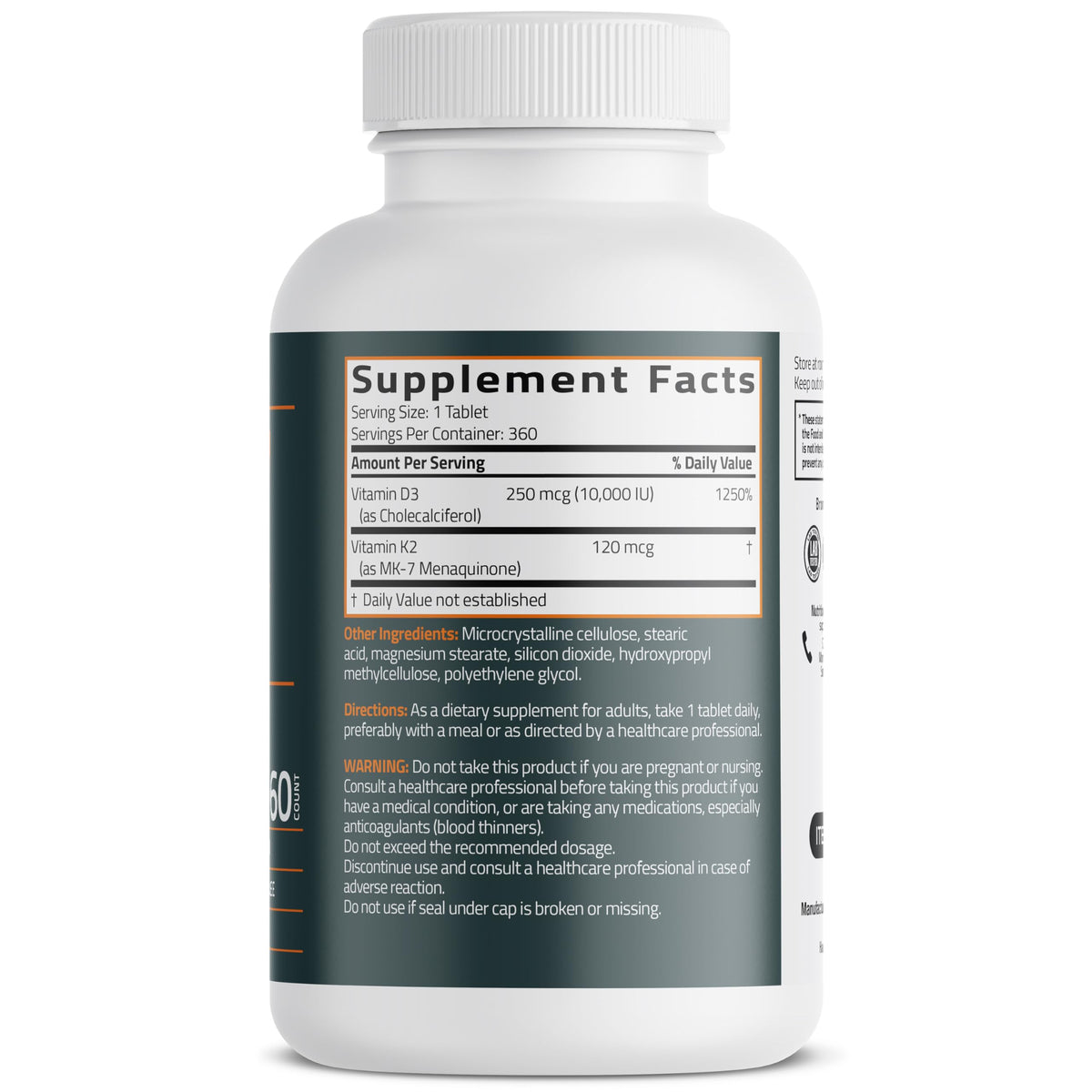 Bronson Vitamine K2 MK-7 + D3 détails de l'emballage