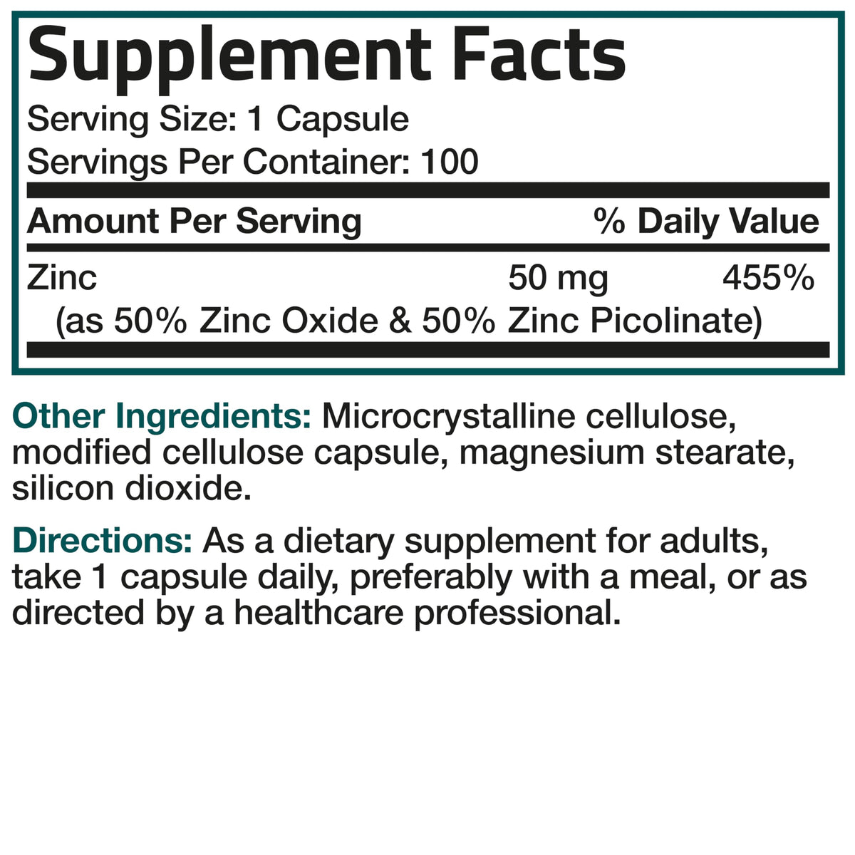 Bronson Zinc Complex 50 mg sur une surface de table