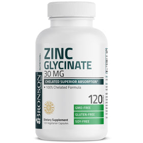 Bronson Zinc Glycinate 30 mg Capsules 120, vue arrière