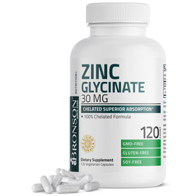 Bronson Zinc Glycinate 30 mg Capsules 120, vue avant