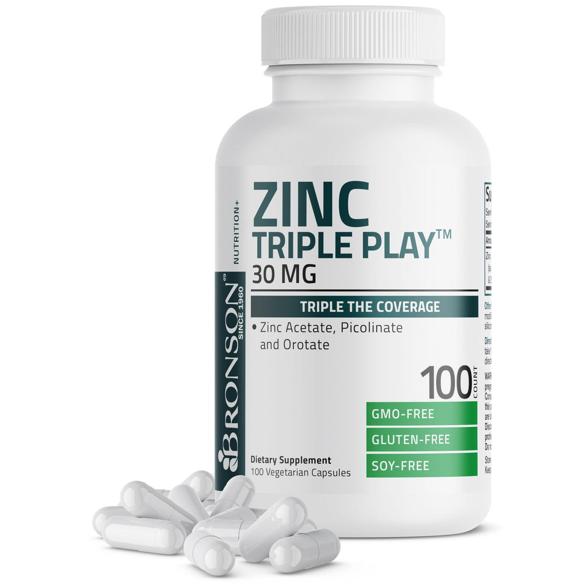 Bronson Zinc Triple Play 30 mg 100 Capsules front view