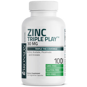 Bronson Zinc Triple Play 30 mg capsule on a table