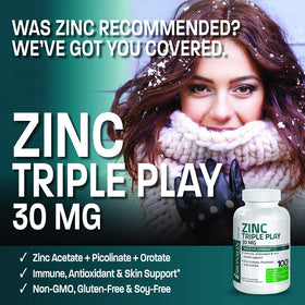 Bronson Zinc Triple Play 30 mg capsules close-up