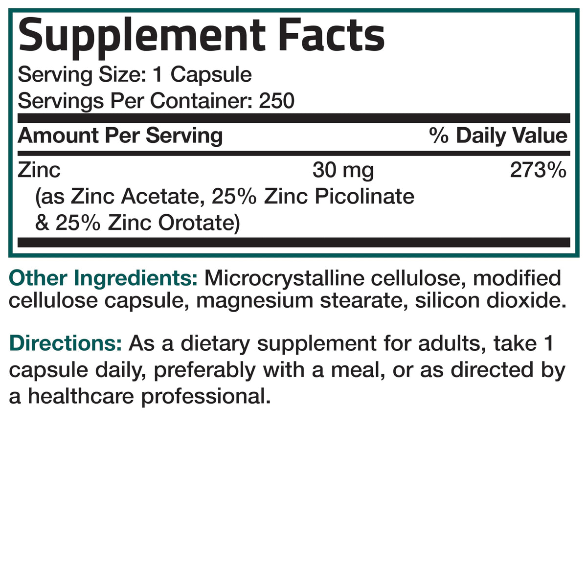 Bronson Zinc Triple Play 30 mg packaging details