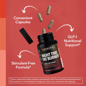 Brûleur de graisse nocturne HAVASU NUTRITION, étiquette détaillant les ingrédients