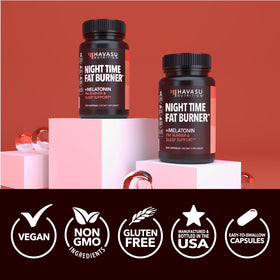 Brûleur de graisse nocturne HAVASU NUTRITION, flacon avec arrière-plan naturel