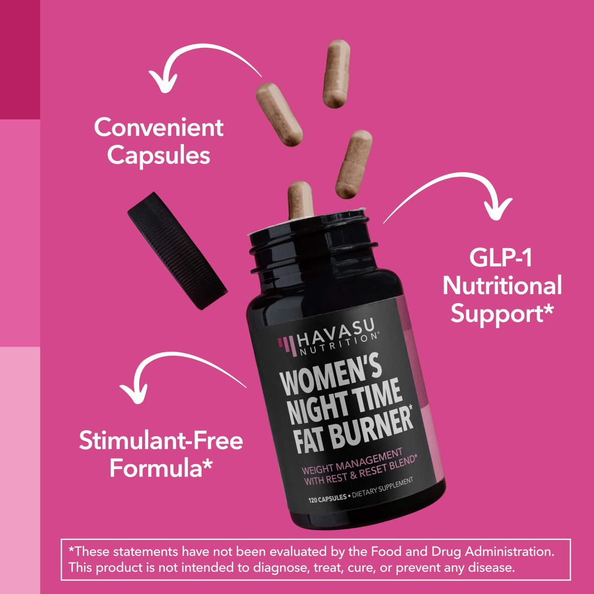 Brûleur de Graisse Nocturne HAVASU NUTRITION ouvert avec gélules à l'intérieur
