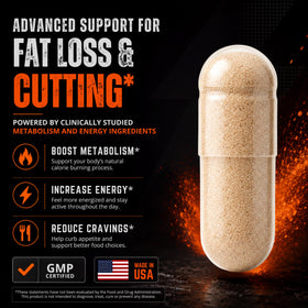 Brûleur de graisse Sheer Strength Labs 118g avec étiquette visible