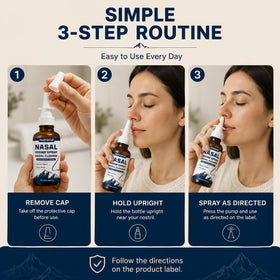Brume fine du spray nasal LANZF en gros plan