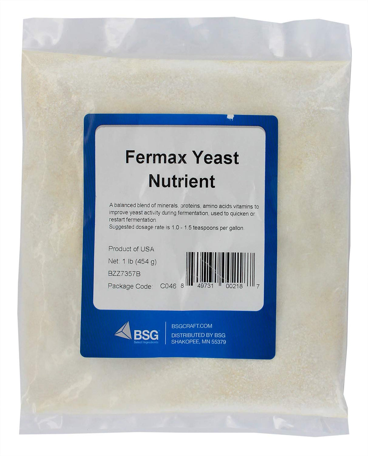 BSG Fermax Nutriment de Levure 1lb paquet arrière