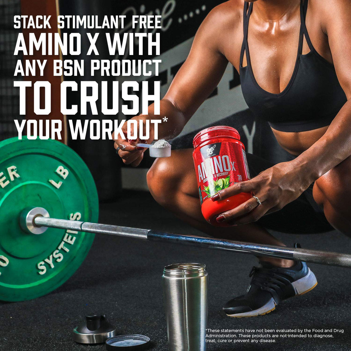 BSN Amino X Poudre BCAA Framboise Bleue avec d'autres suppléments