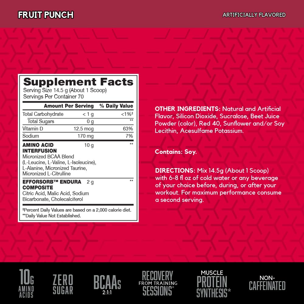 BSN Amino X Poudre de Récupération BCAA 70 Portions - Fruit Punch arrière