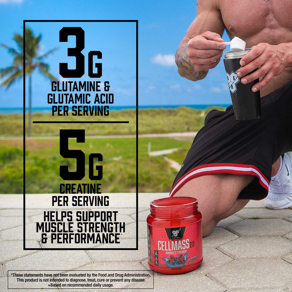 BSN Cellmass 2.0 poudre de récupération post-entraînement 640g avec ingrédients