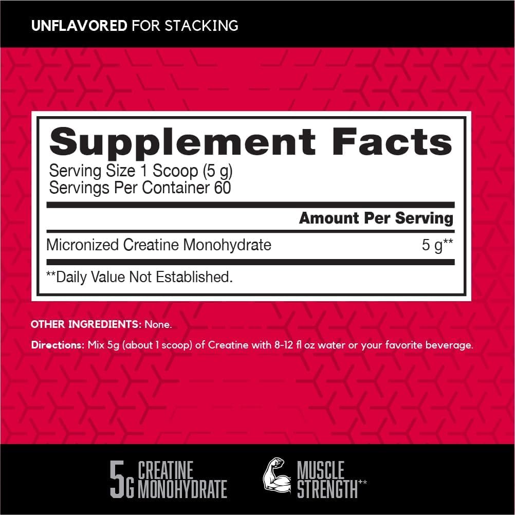 BSN créatine monohydrate 60 portions, vue latérale de l'emballage