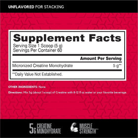 BSN créatine monohydrate 60 portions, vue latérale de l'emballage