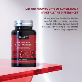 Bterlif Riz Rouge CoQ10 étiquette détaillée avec ingrédients