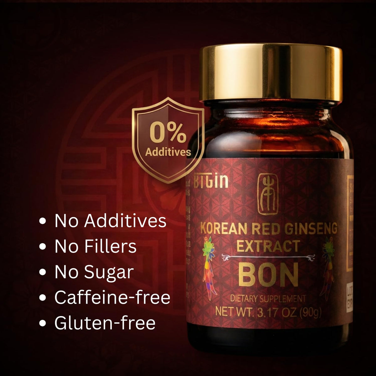 BTGIN Extrait de Ginseng Rouge Coréen 90g étiquette détaillée