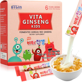 BTGIN Vita Ginseng Enfants boîte de 30 sachets avec illustration colorée