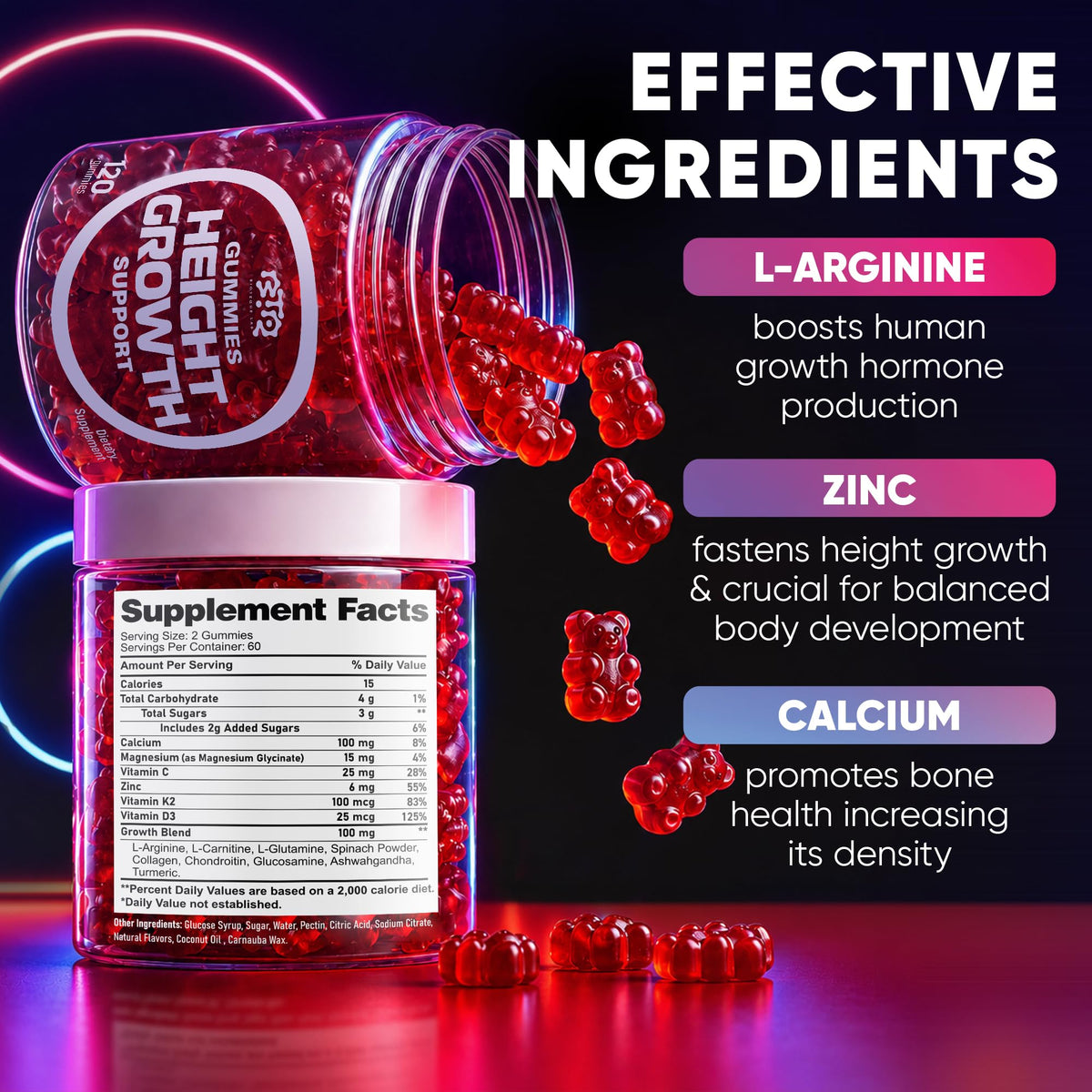 BTQ BIOTEQUE LAB Gummies de croissance avec visuel de vitamine