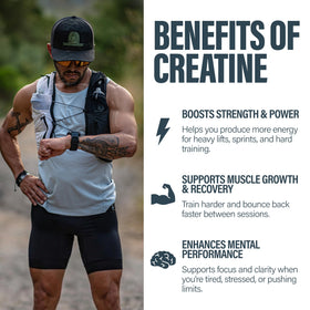 BUBS Naturals Creatine Monohydrate 549g sur une table de gym