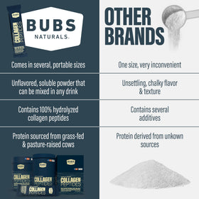BUBS Naturals Poudre de Collagène Non Aromatisée, vue de près des sticks