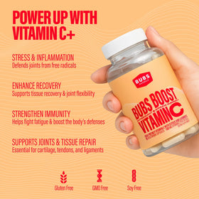 BUBS Naturals Vitamine C 500mg pot ouvert avec capsules