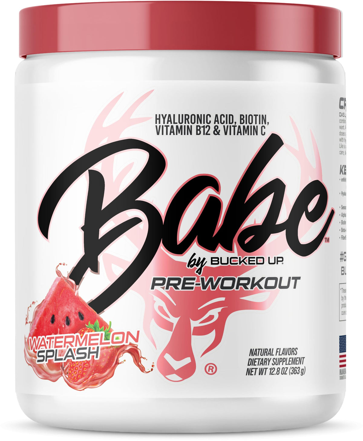 Bucked Up Babe Pré-Workout Poudre Femme 431g saveur Pastèque vue avant