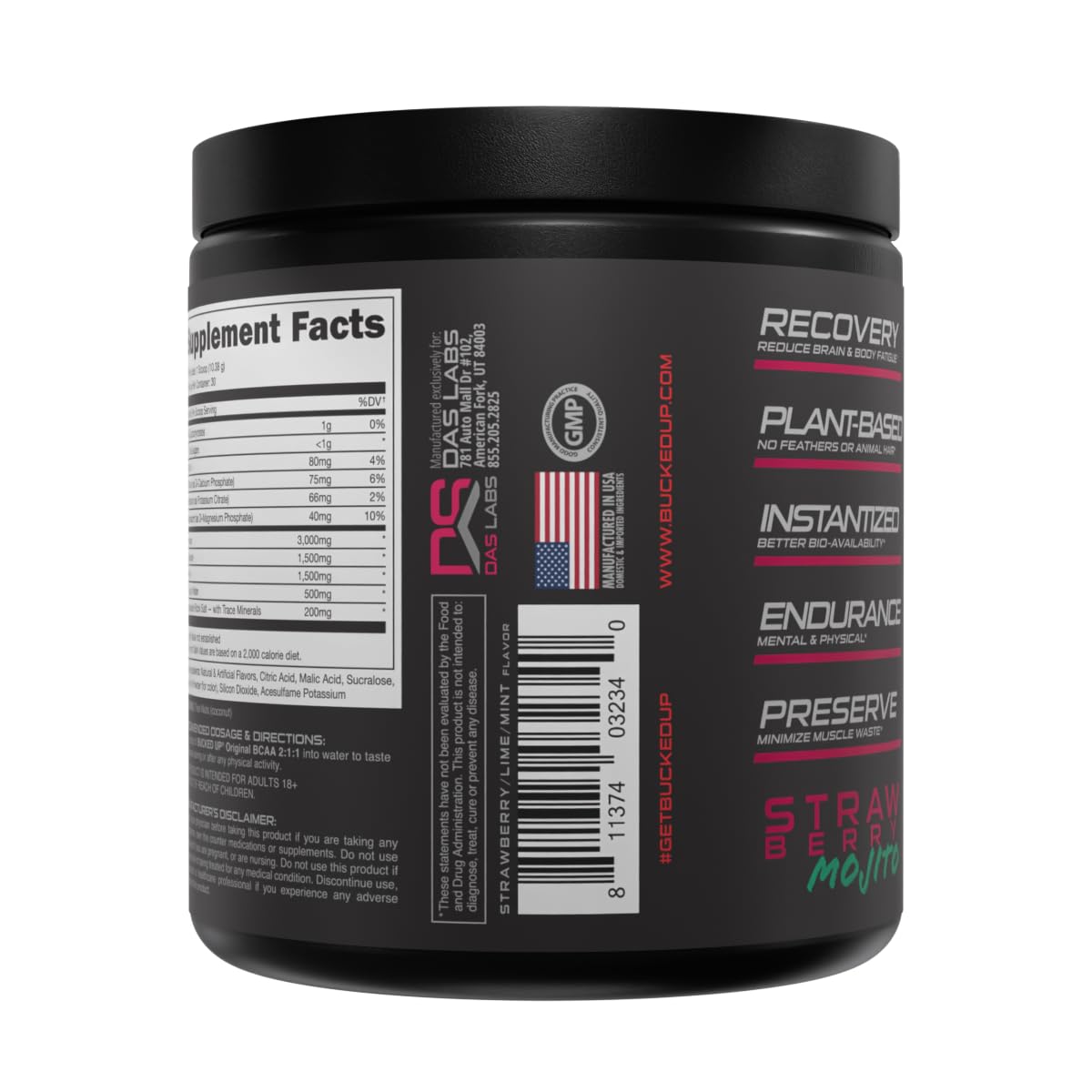 Bucked Up BCAA 2:1:1 399g affiché avec des fruits