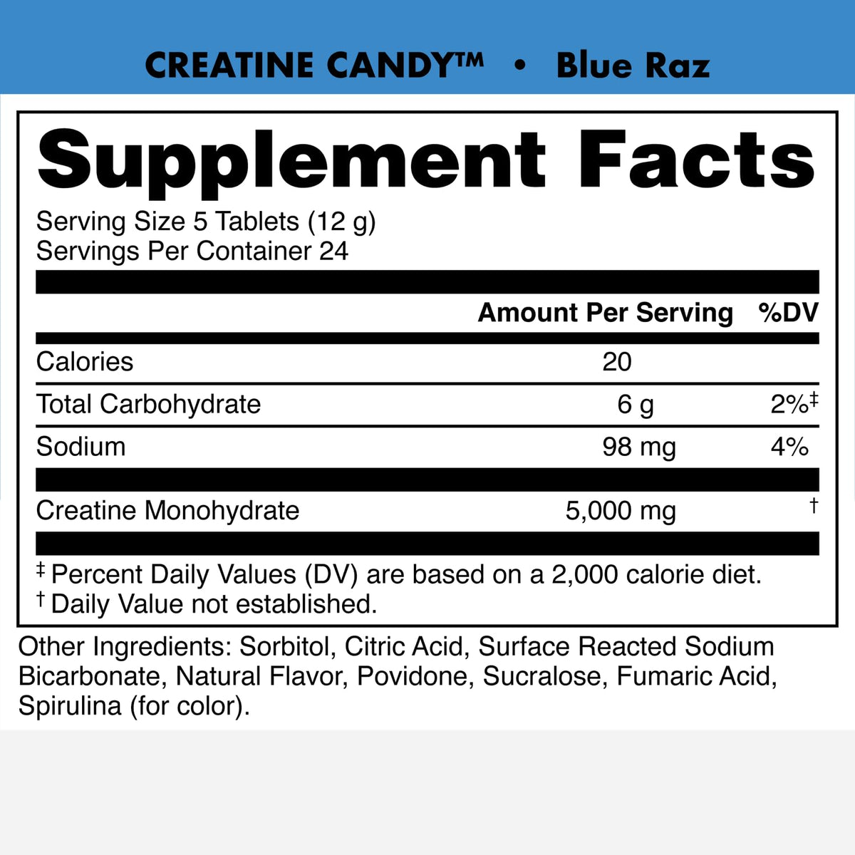 Bucked Up Créatine Candy Blue Raz dans un sac de sport