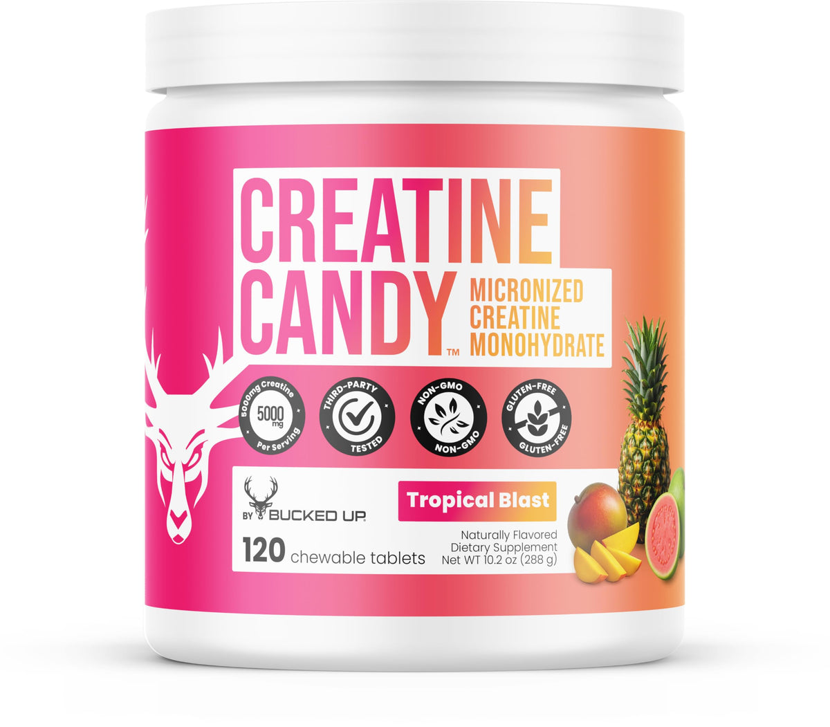 Bucked Up Creatine Candy Tropical Blast 120 comprimés mâchables vue de face