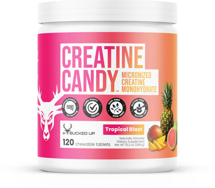 Bucked Up Creatine Candy Tropical Blast 120 comprimés mâchables vue de face