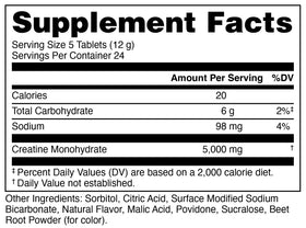 Bucked Up Creatine Candy Tropical Blast emballage avec fruits tropicaux