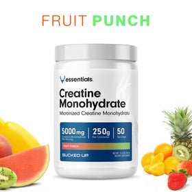 Bucked Up Créatine Monohydrate 250g en poudre dans un verre d'eau