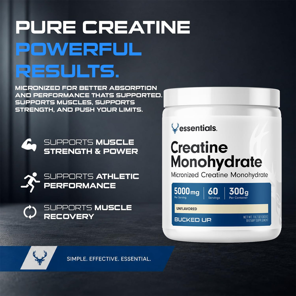 Bucked Up Créatine Monohydrate 300g contenant ouvert