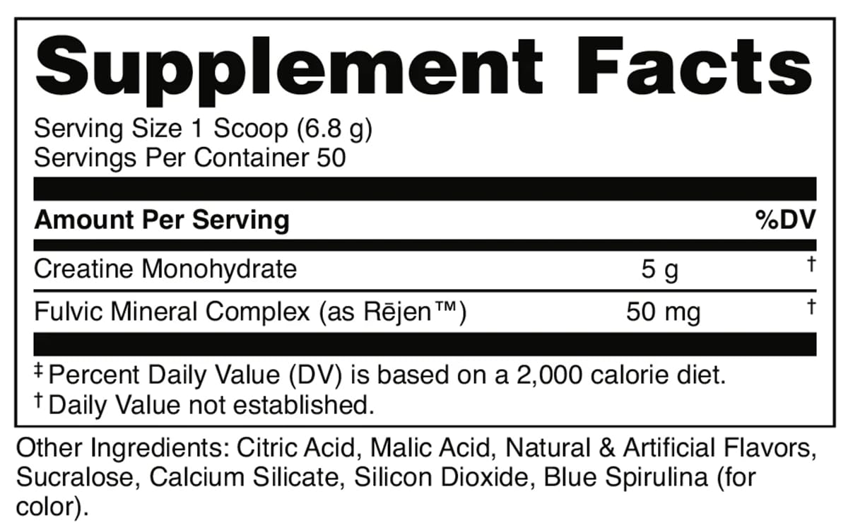 Bucked Up Creatine Monohydrate Framboise Bleue 250g avec cuillère