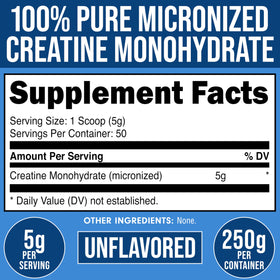 Bucked Up créatine monohydrate micronisée 330g étiquette et informations nutritionnelles