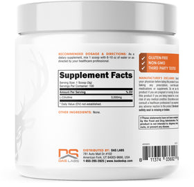 Bucked Up L-Citrulline 3000mg poudre, couvercle sécurisé du conteneur