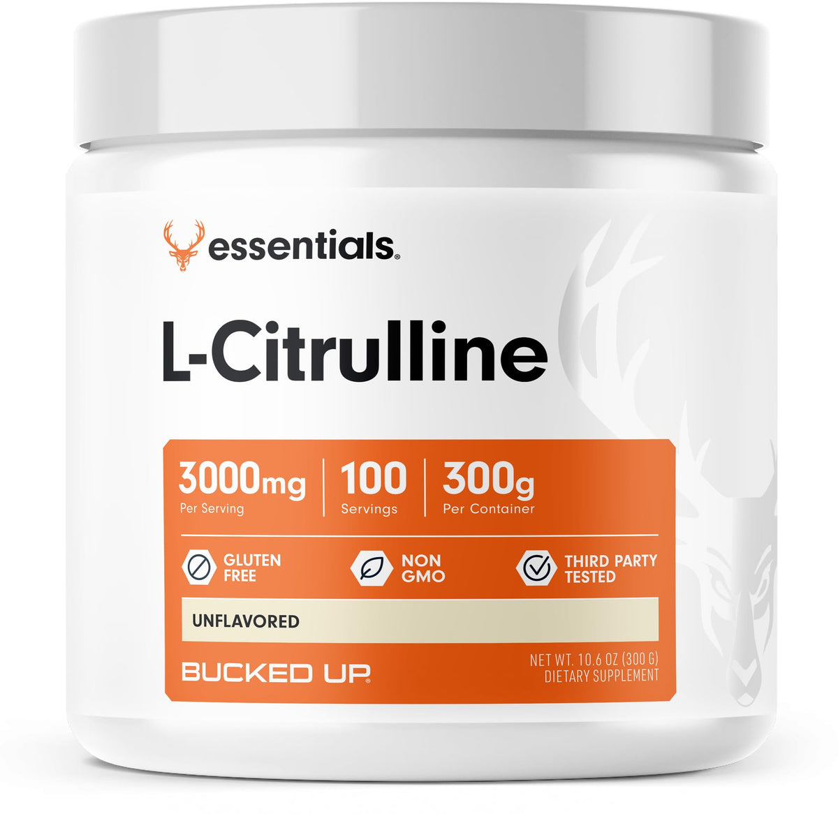 Bucked Up L-Citrulline 3000mg poudre, vue avant du conteneur