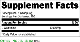 Bucked Up L-Glutamine 500g Poudre à côté d'un shaker