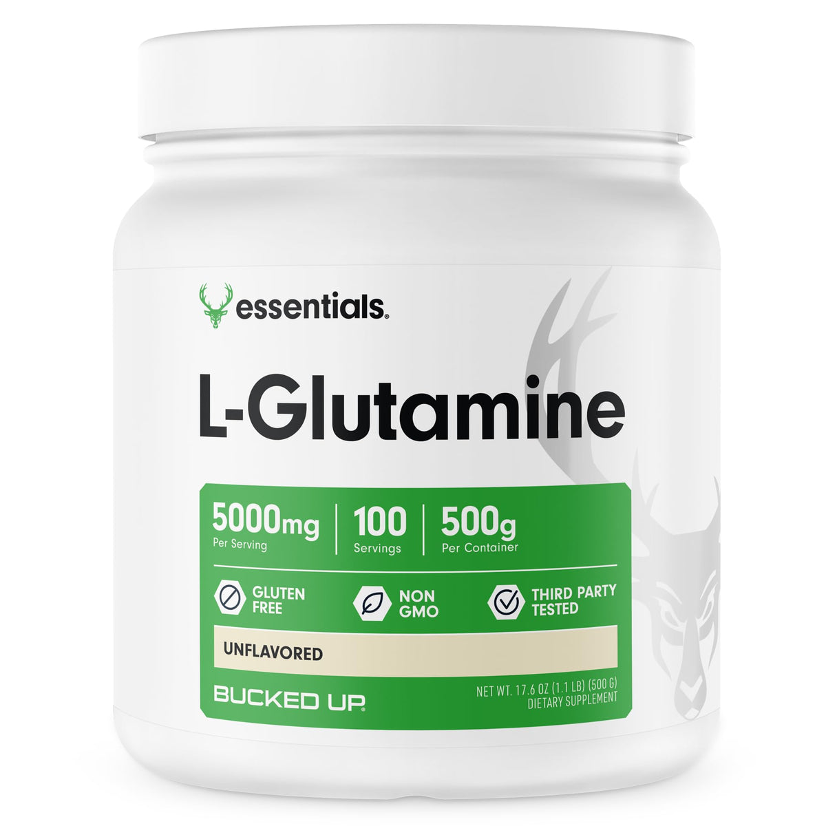 Bucked Up L-Glutamine 500g Poudre vue de face