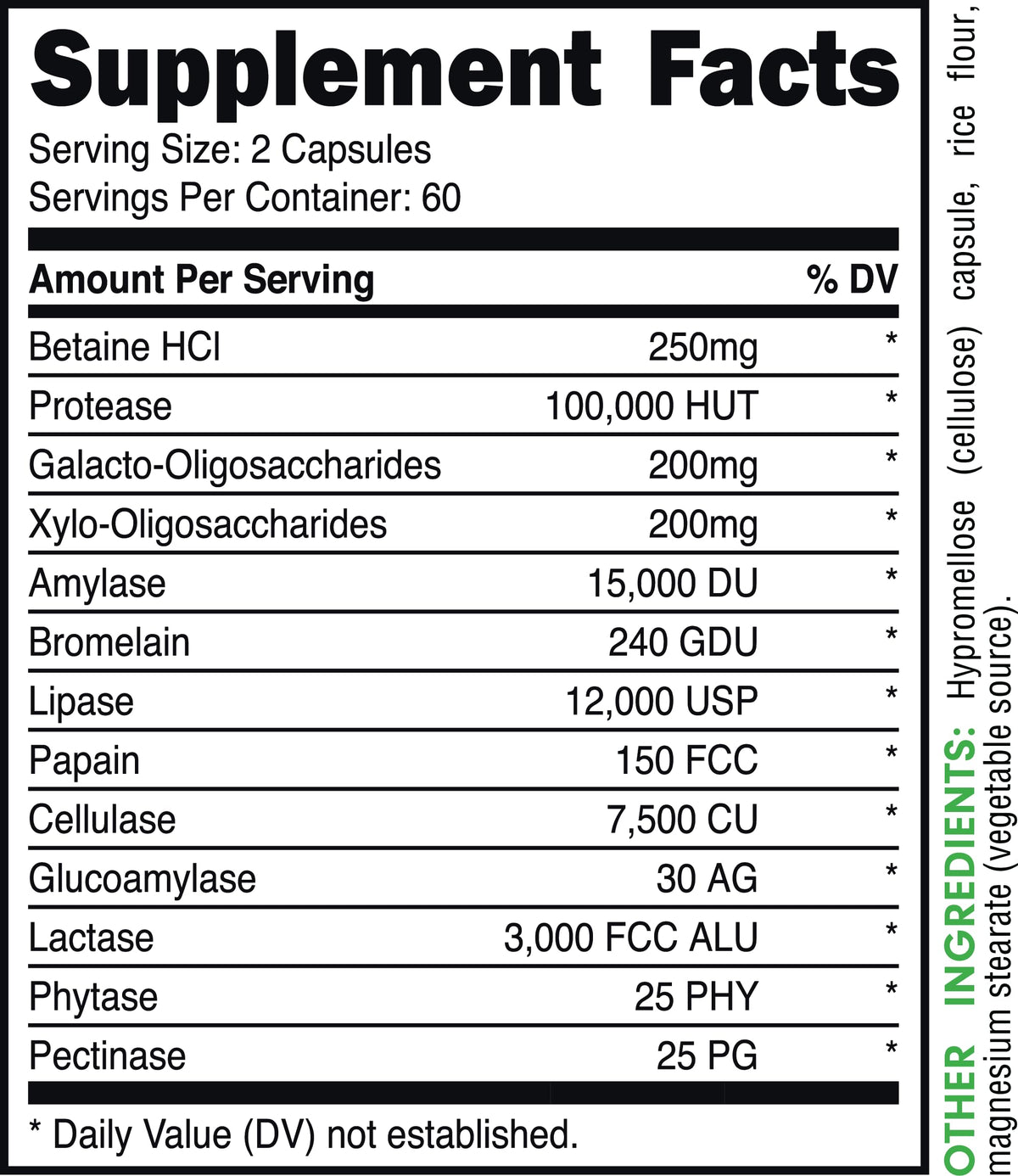 Bucked Up multi-enzymes capsules en gros plan