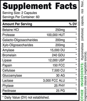 Bucked Up multi-enzymes capsules en gros plan
