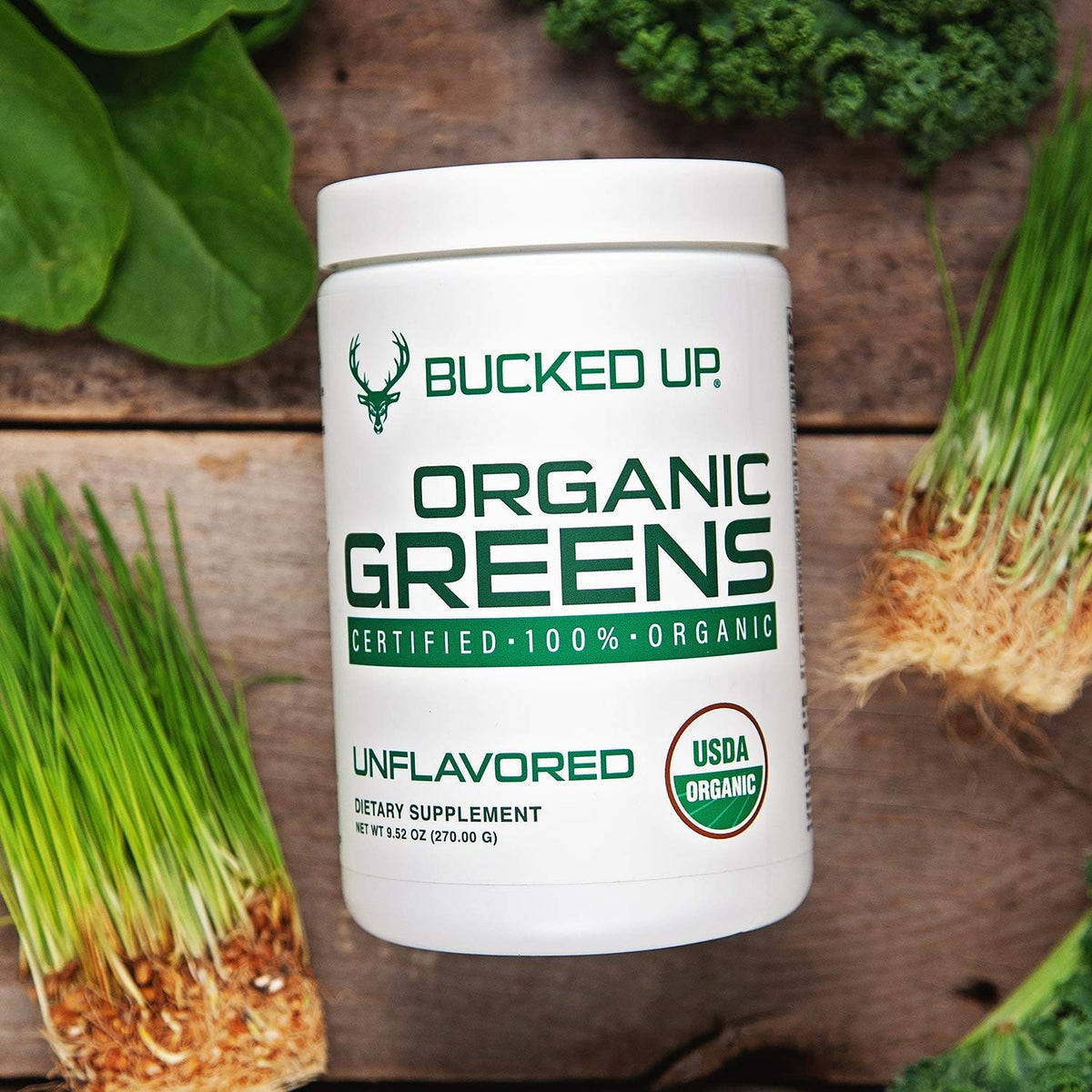 Bucked Up Poudre Superfoods Verts 327g ingrédients principaux