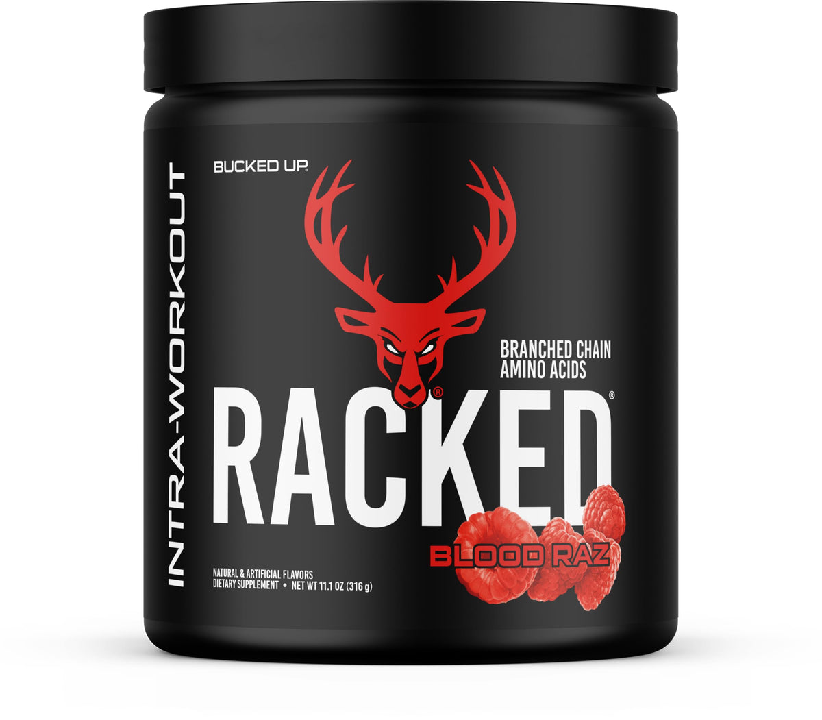 Bucked Up Racked Blood Raz BCAA 2-1-1 408g front view